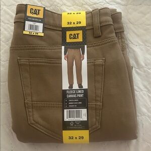 Caterpillar Tan Fleece Lined Canvas Pants